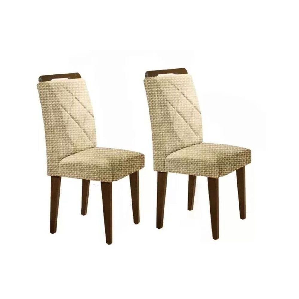 Kit 2 Cadeiras Melissa Madeira Capuccino Linho Turim