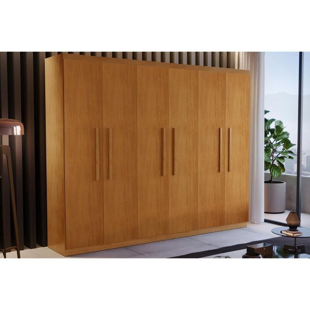 Guarda Roupa Solteiro 6 Portas E 2 Gavetas Espanha Naturale - Rufato