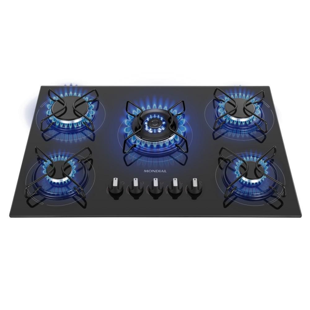Fogão Cooktop Gás 5 Bocas Mondial CTG-03 Preto Inox Bivolt