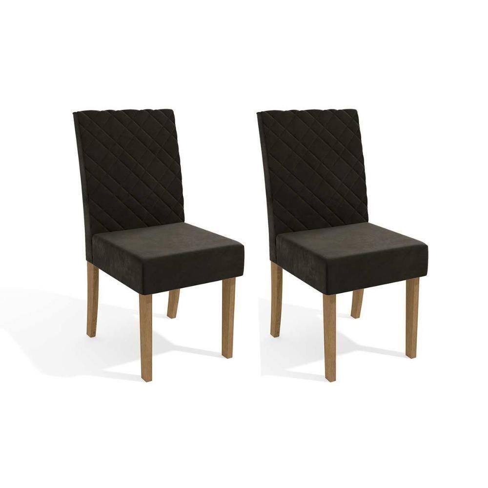 Cadeira Sala de Jantar 2Cad133 Kit Freijó Veludo Chumbo