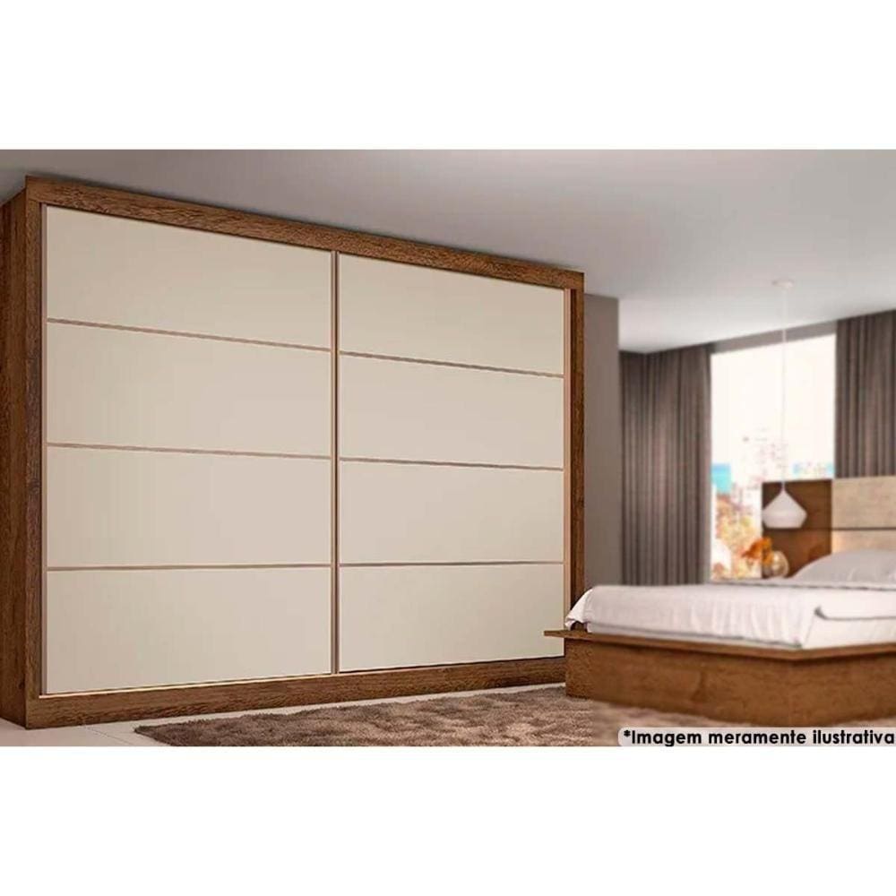 Guarda Roupa Casal 2 Portas De Correr E 6 Gavetas Sevilha Braúna/Off White - Europa