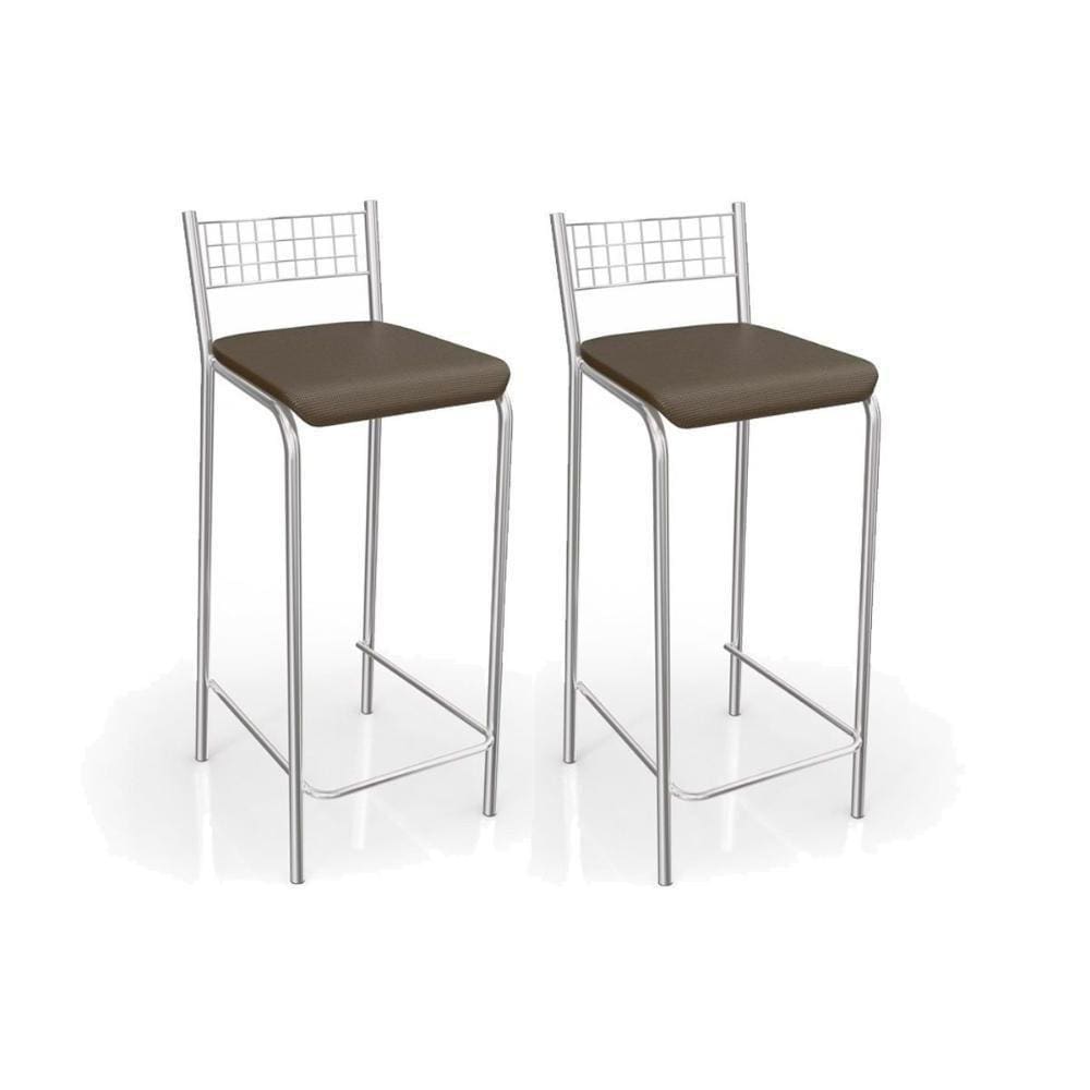Kit 2 Banquetas Sala Jantar Gênova 2b705cr 2 Un Cromado/marrom - Kappesberg