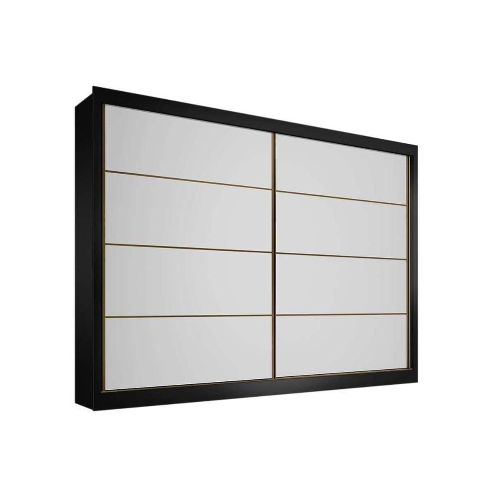 Guarda Roupa Casal 2 Portas De Correr E 6 Gavetas Sevilha Branco/Preto - Europa