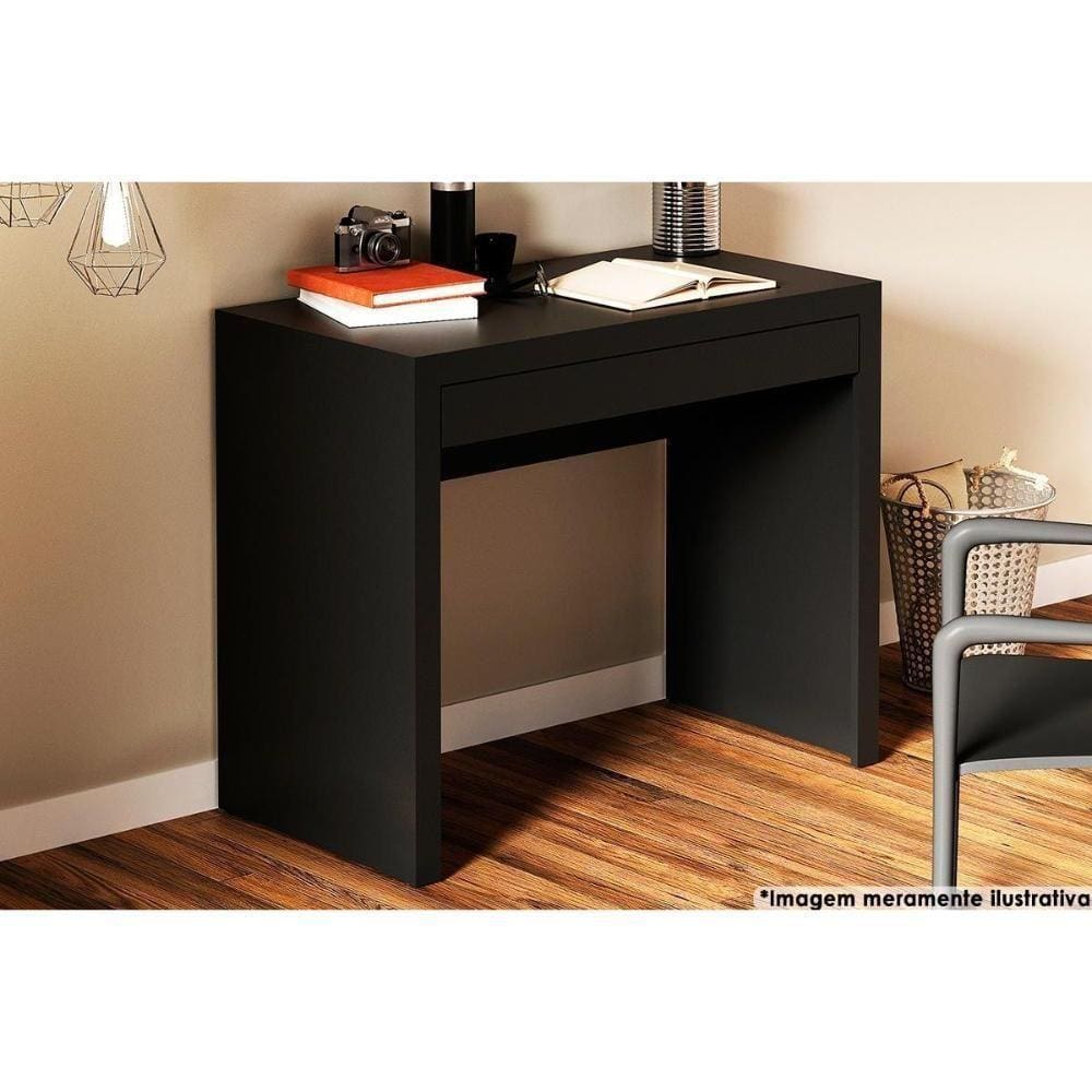 Mesa De Computador Solteiro Me4107 C/ 1 Gaveta Preto - Tecno Mobili