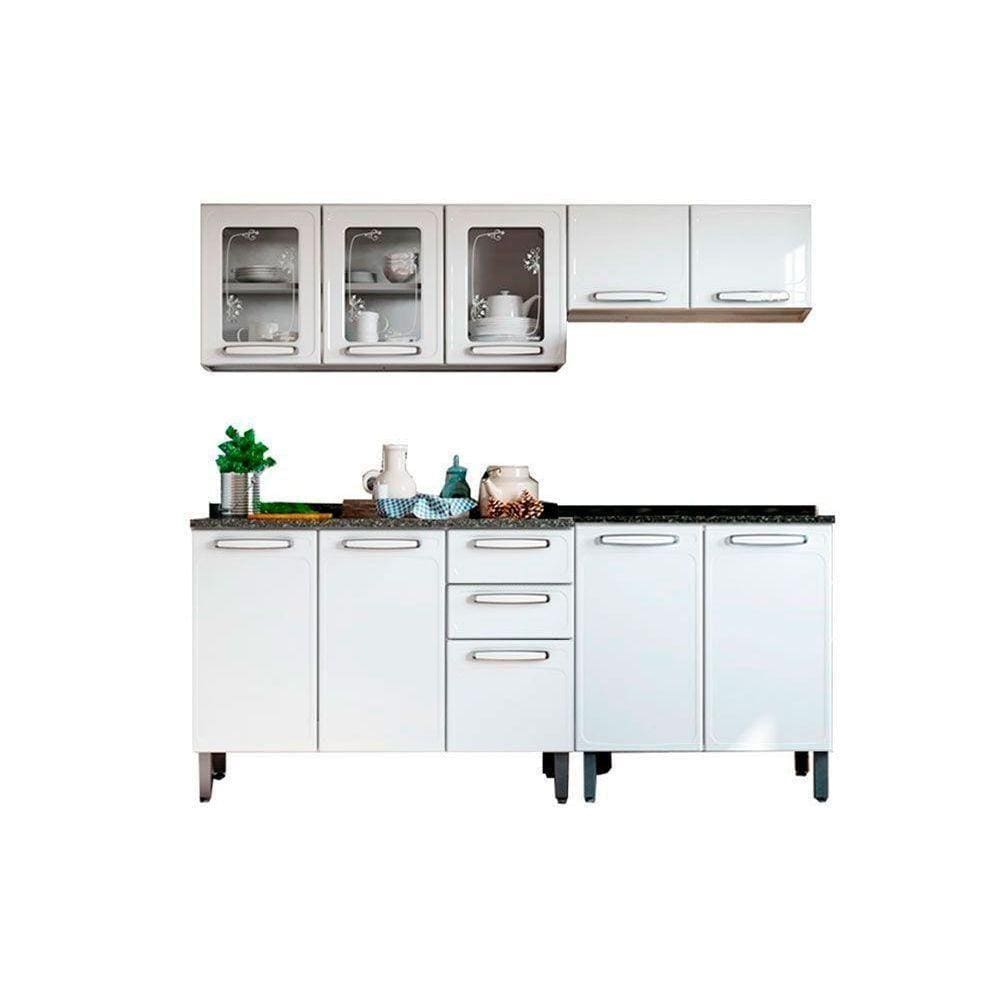 Kit De Cozinha Completa 4 Peças Evidence (2 Armários + 2 Balcões) C4p60 Branco - Bertolini