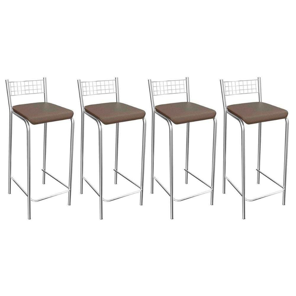 Banqueta De Cozinha Gênova 1b705cr 4 Un Cromado/courano Marrom - Kappesberg