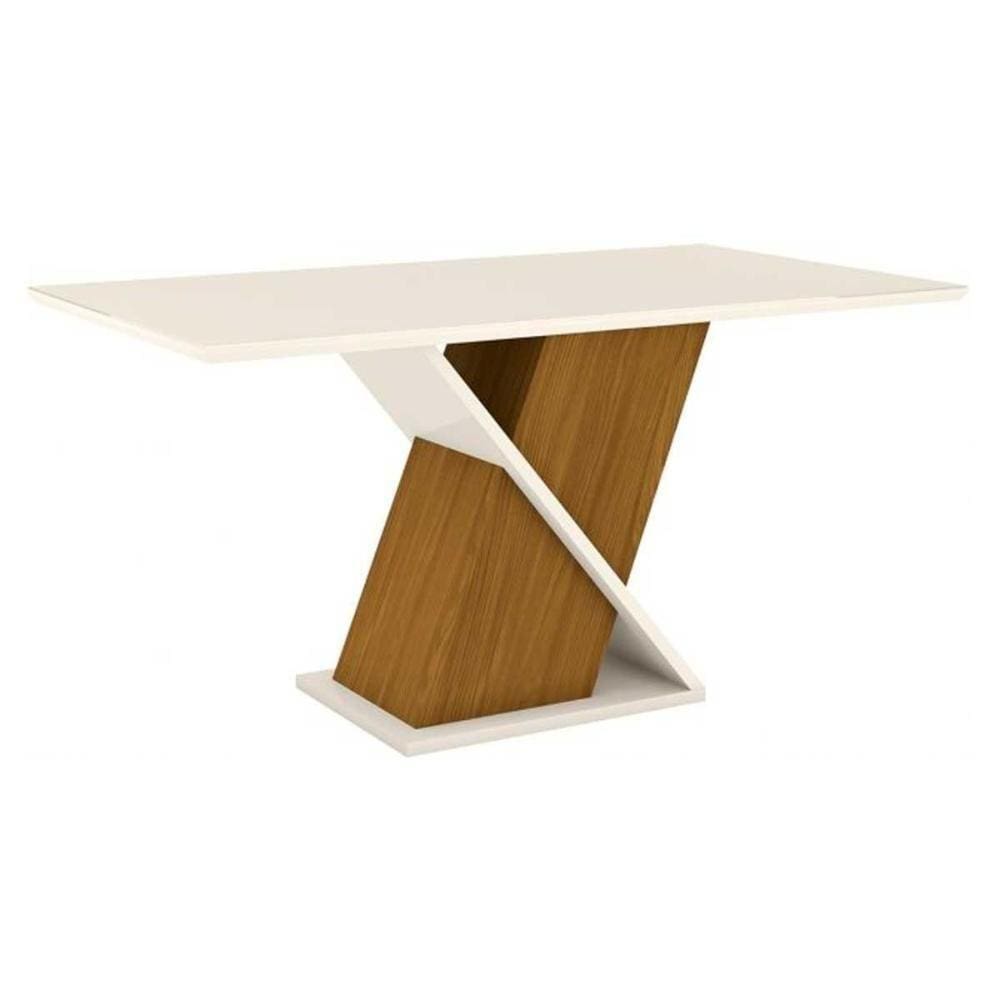 Mesa Para Cozinha Solus + Tampo Madeirado 160x90cm Nature-off White - Henn