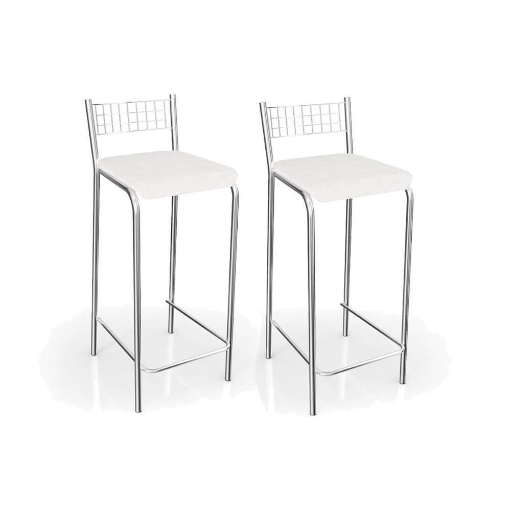 Kit 2 Banquetas Sala Jantar Gênova B705cr Un Cromada/branco - Kappesberg