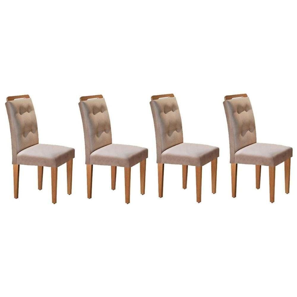 Cadeira Sala de Jantar Kit 4 Un Imbuia Linho Turim