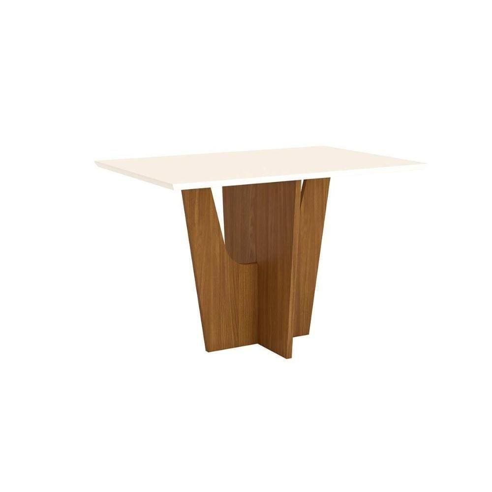 Mesa Para Cozinha Vértice Sc37 + Tampo Madeirado Reto 120x80cm Nature-off White - Henn