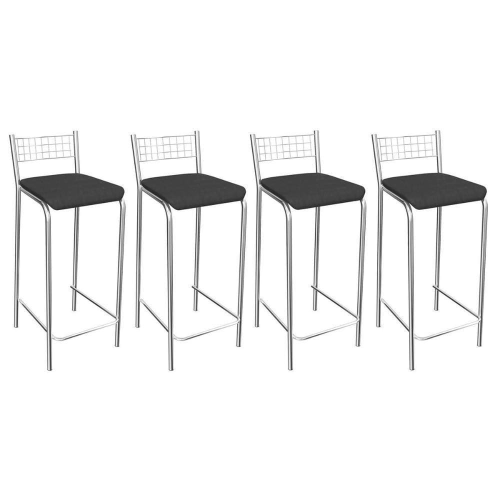 Banqueta De Cozinha Gênova 1b705cr 4 Un Cromado/courano Preto - Kappesberg