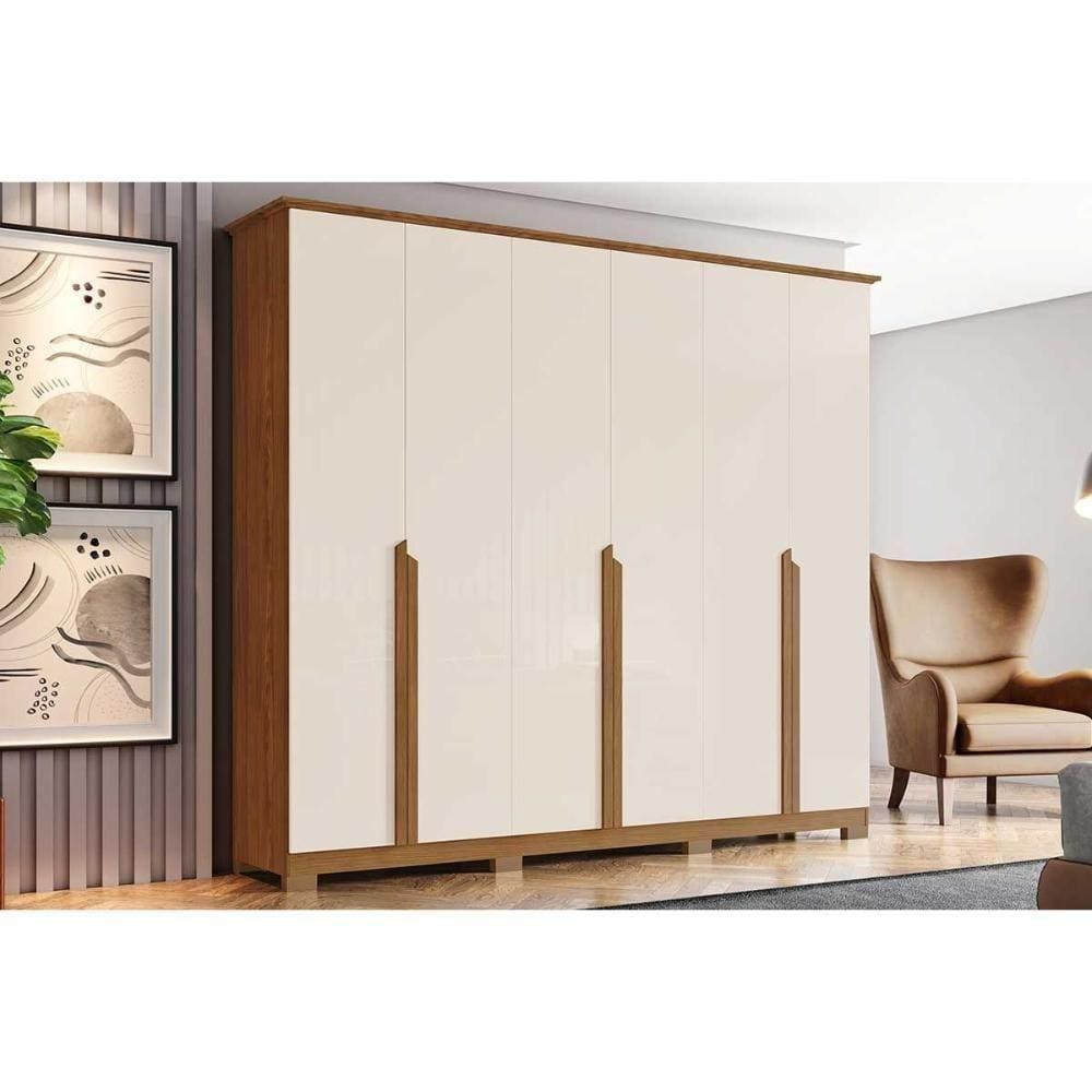 Guarda Roupa Casal 6 Portas E 6 Gavetas Andréas Nature/off White - Henn