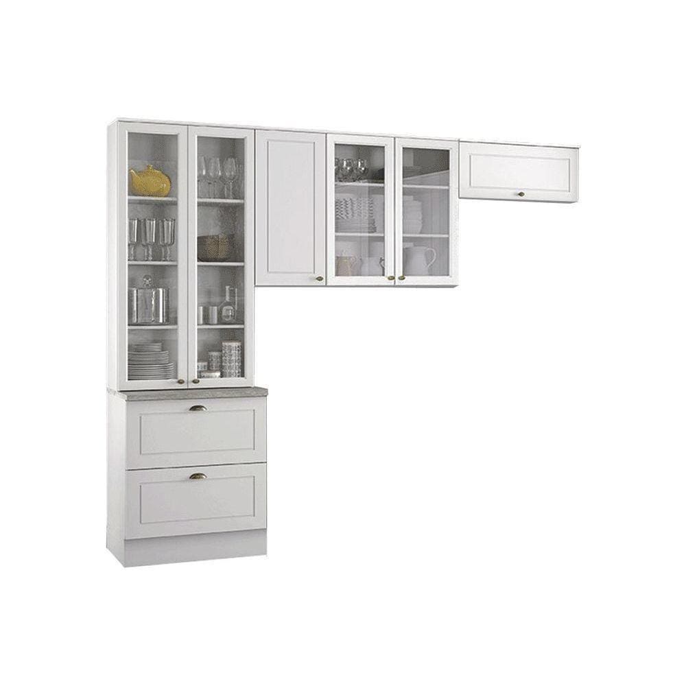 Kit De Cozinha Modulada 3 Peças Americana (2 Armários + 1 Paneleiro) Cpt11 Branco - Henn