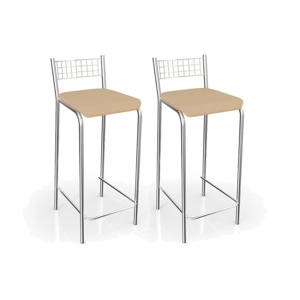 Kit 2 Banquetas Sala Jantar Gênova B705cr Un Cromada/nude - Kappesberg