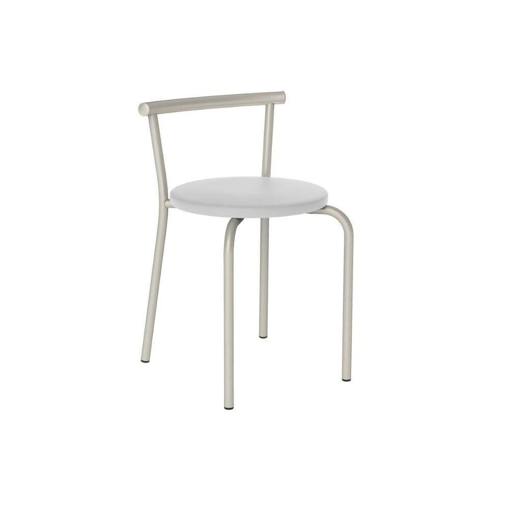 Kit 2 Banqueta De Cozinha 105 2 Un Prata - Assento Courano Branco - Carraro