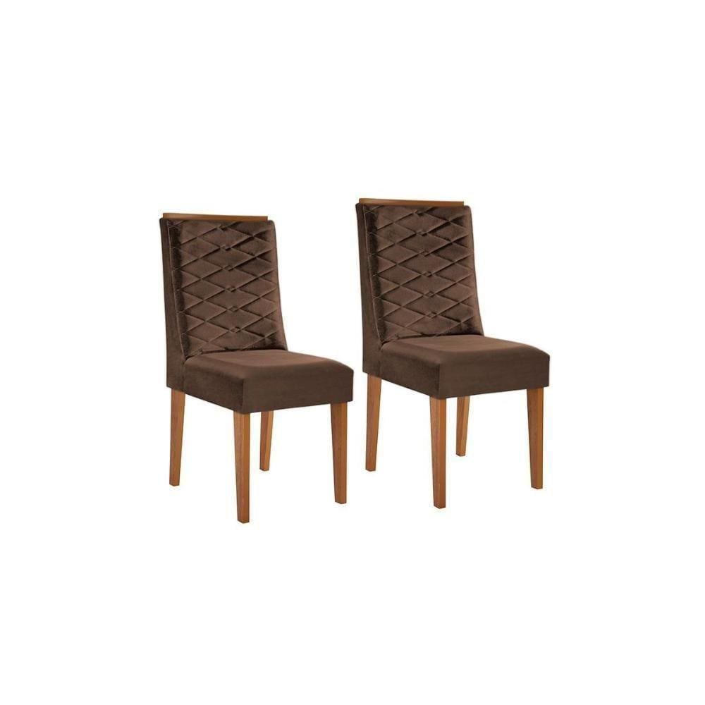 Cadeira Sala de Jantar Dafne Luxo Kit Imbuia Veludo Marrom