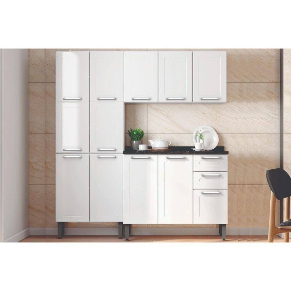 Kit De Cozinha Modulada 3 Peças Múltipla (Paneleiro+Armário+Gabinete Pia) Cz33 Branco - Bertolini