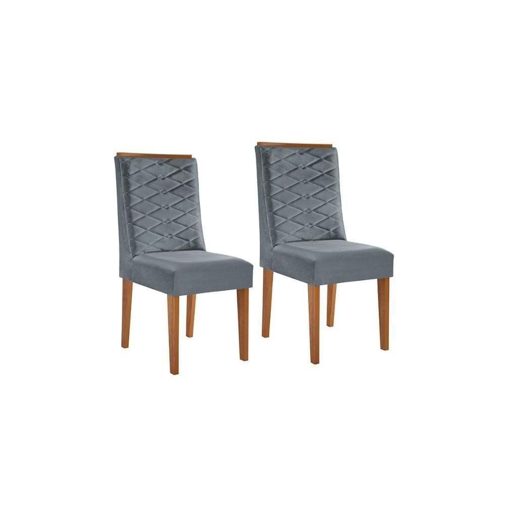 Cadeira Sala de Jantar Dafne Luxo Kit Imbuia Veludo Grafite