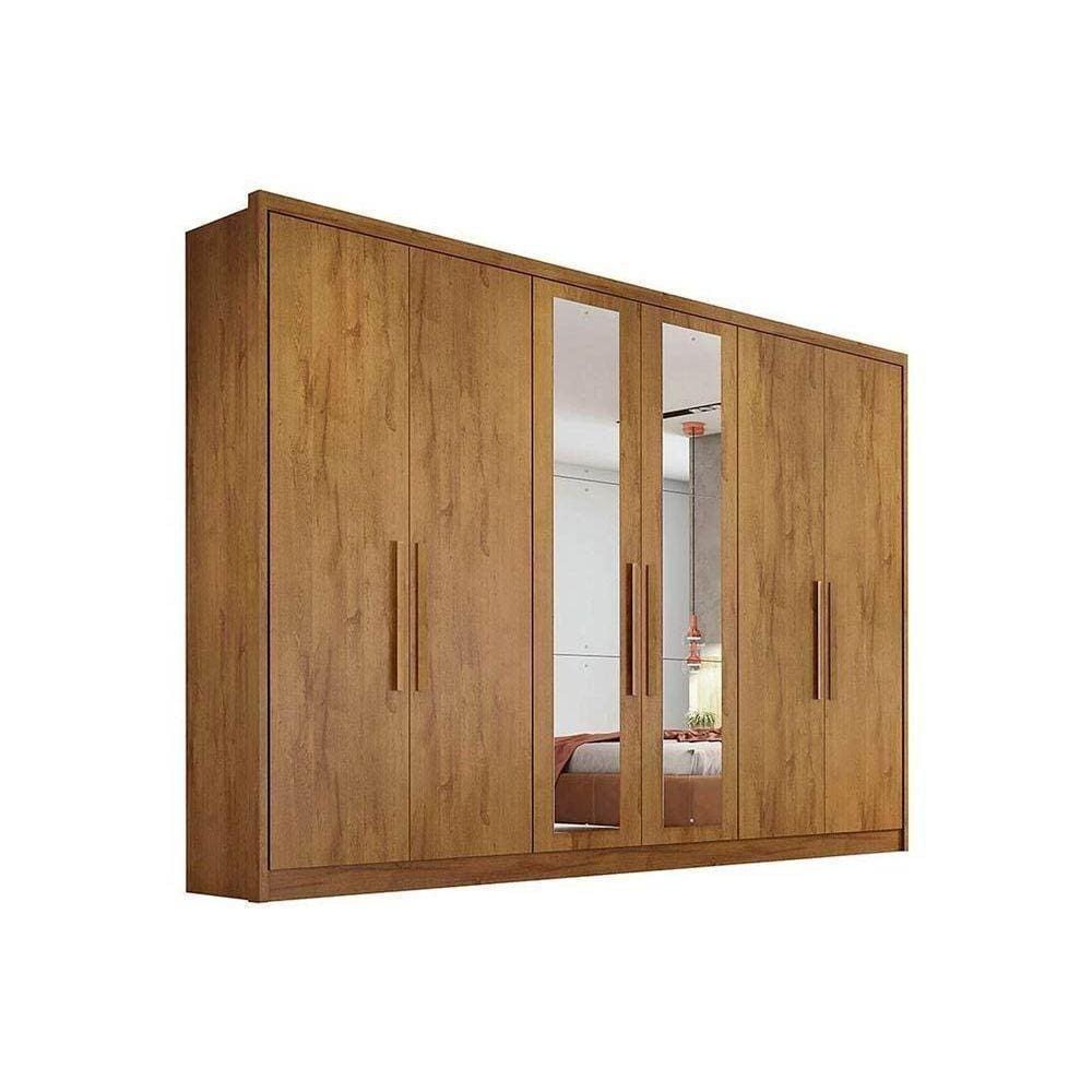 Guarda Roupa Casal 6 Portas E 8 Gavetas C/ Espelho Robust Plus Freijo Cumaru - Novo Horizonte