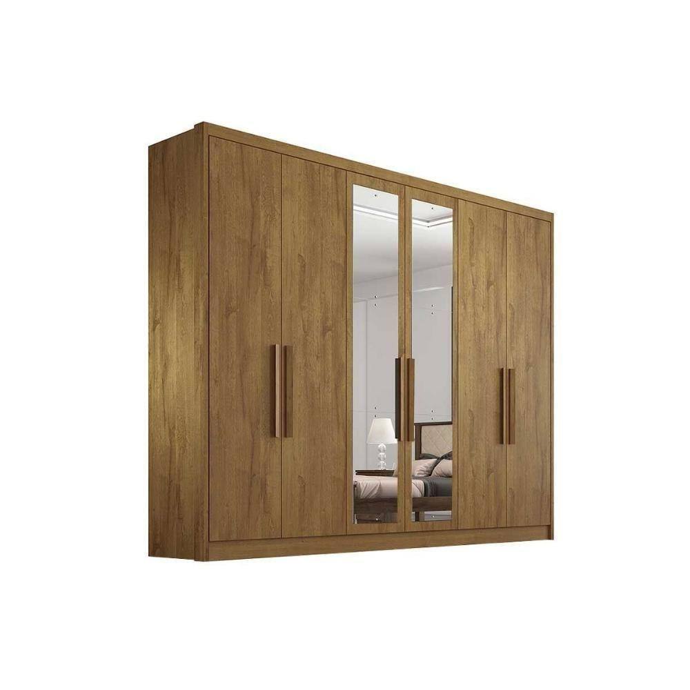 Guarda Roupa Casal 6 Portas E 4 Gavetas C/ Espelho Rizon Plus Freijo Cumaru - Novo Horizonte
