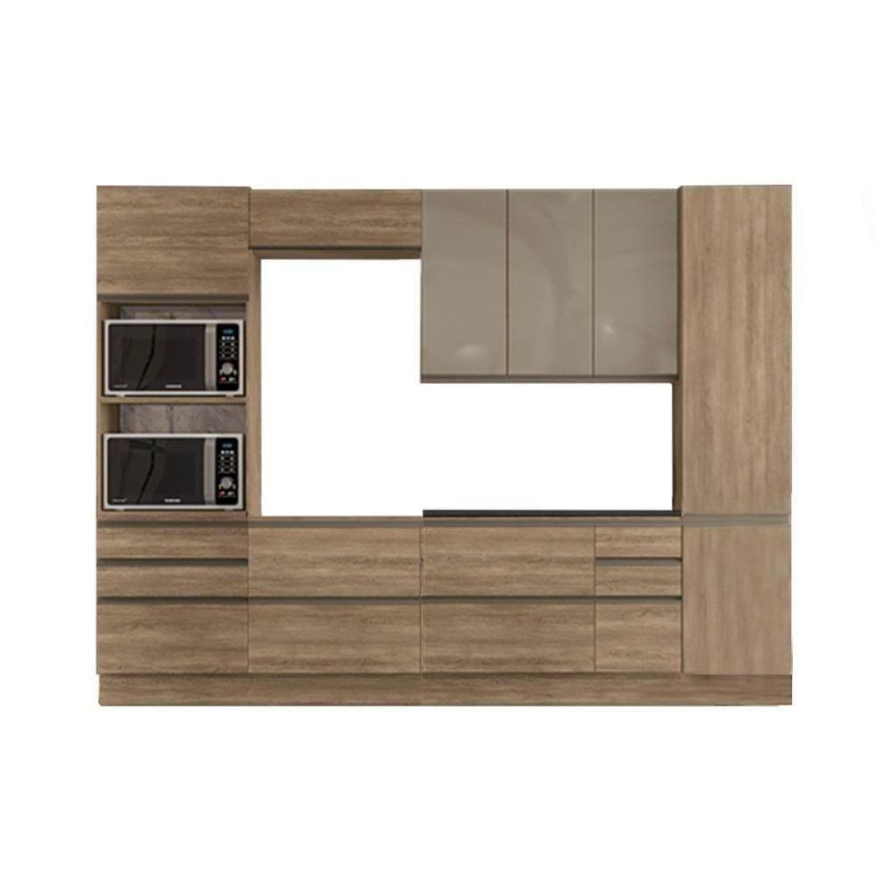 Kit De Cozinha Modulada 7pçs 2 Armários 2 Balcões 2 Paneleiros 1 compl. C7P09 Nogal Kappesberg