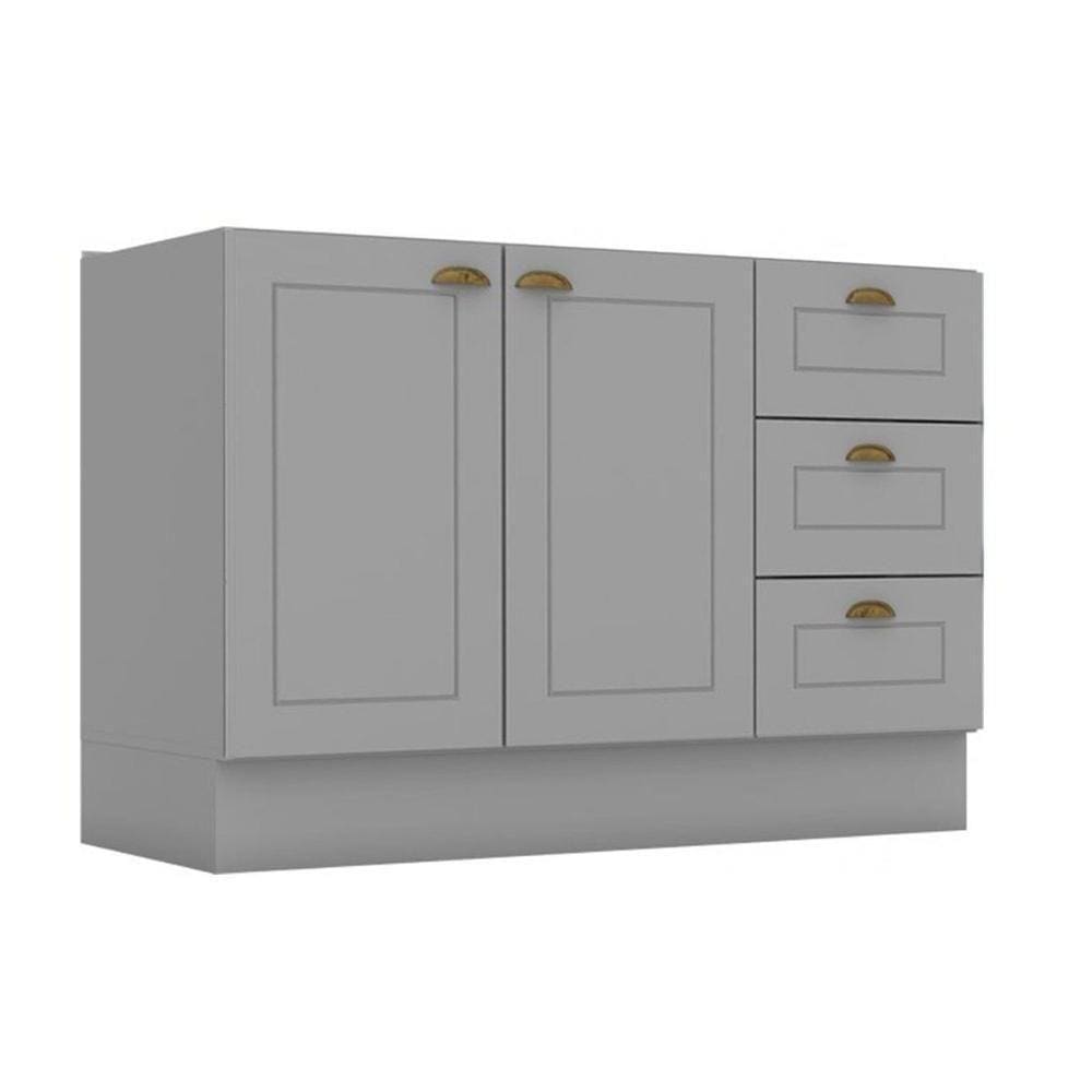 Balcão De Cozinha Americana 2 Portas E 3 Gavetas P/ Pia 120cm S/tampo Cinza - Henn