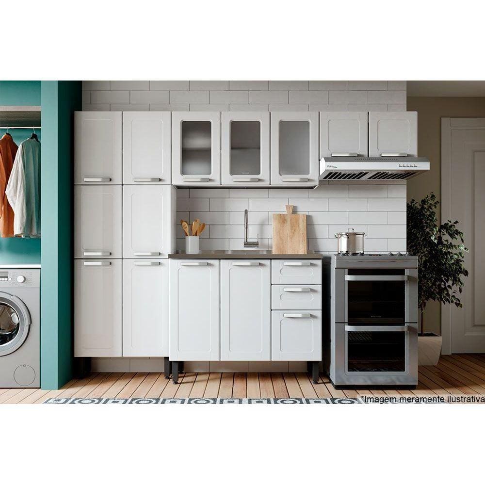 Kit De Cozinha Modulada 4pçs Múltipla (2 Armários + 1 Balcão + 1 Paneleiro) C4P78 Branco -