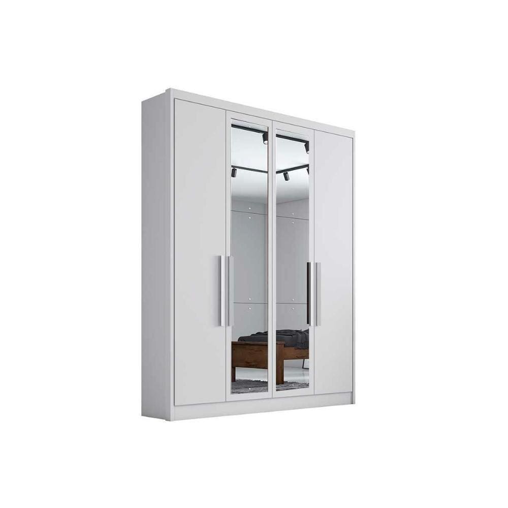 Guarda Roupa Casal 4 Portas E 3 Gavetas C/ Espelho Moderni Plus Branco - Novo Horizonte