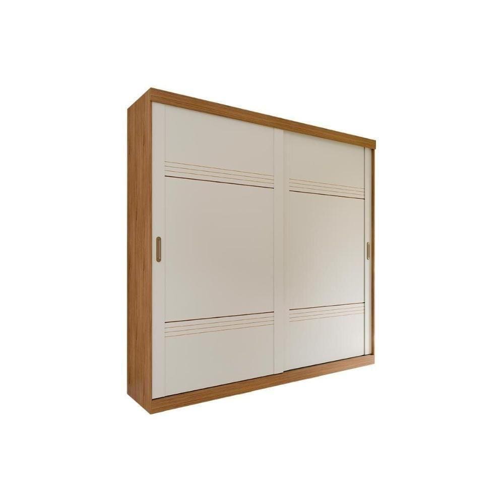 Guarda Roupa 2 Portas De Correr E 4 Gavetas Blumenau Avelã/Off White - Panan
