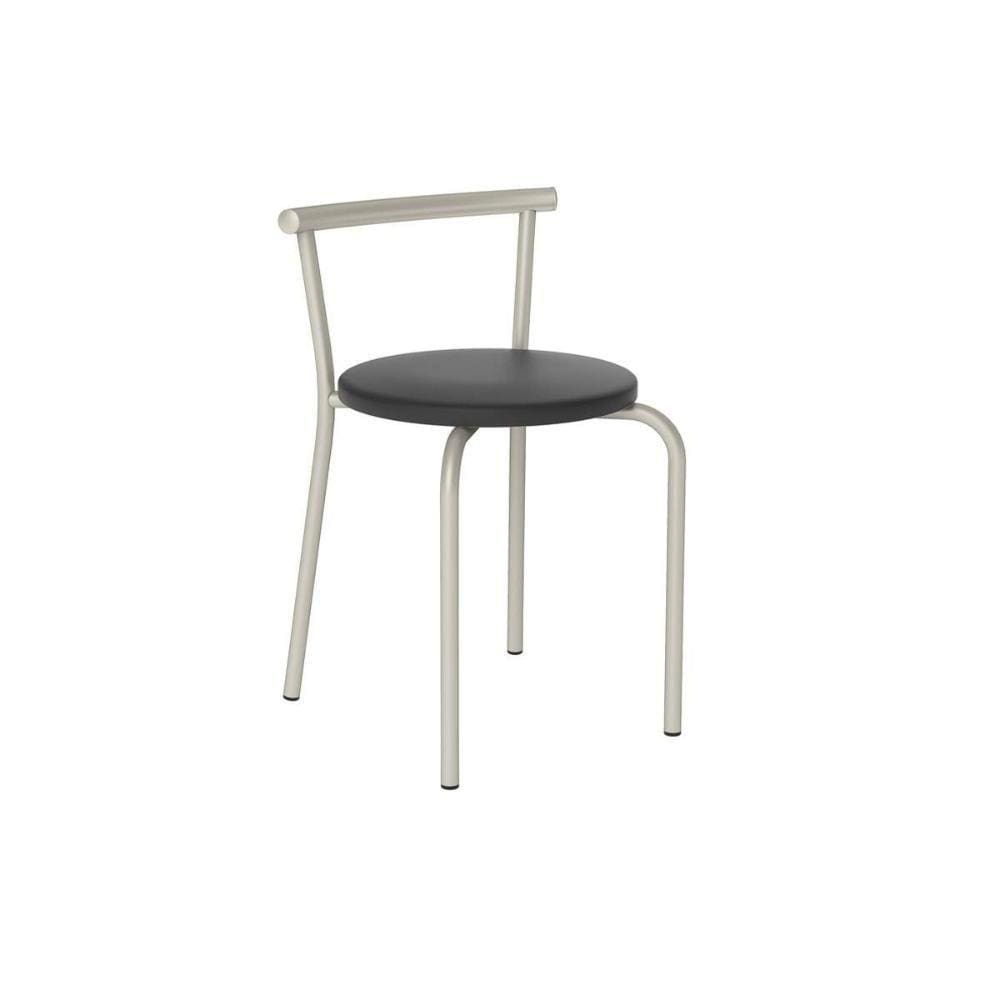 Kit 2 Banqueta De Cozinha 105 2 Un Prata - Assento Courano Preto - Carraro
