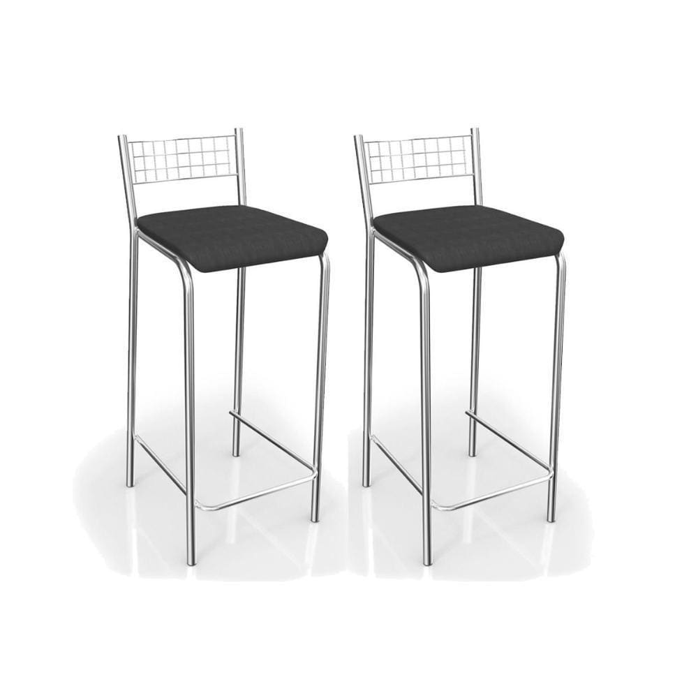 Kit 2 Banquetas Sala Jantar Gênova B705cr Un Cromada/preto - Kappesberg