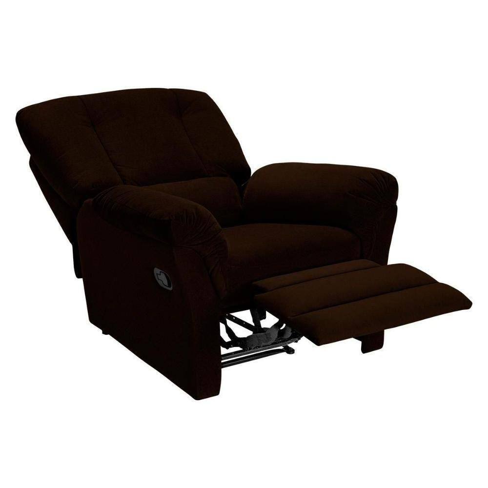 Poltrona Reclinável P/ Sala Da Vinci Malbec Giro E Balanço Suede Marrom Escuro