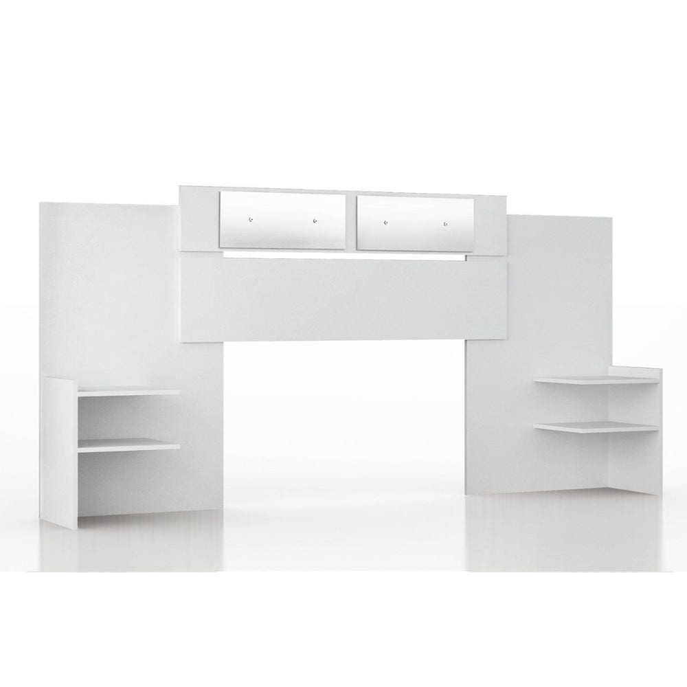 Cabeceira Cama Box Madeirado Solteiro/casal/queen Mila Extensível C/ Espelho Branco - Panan