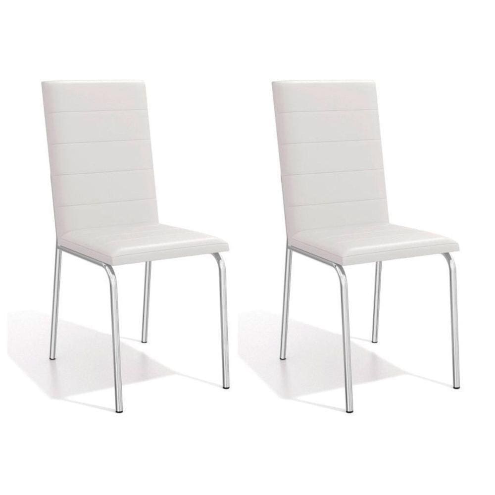 Cadeira Amsterdã 2C091 Kit Cromado Courano Branco