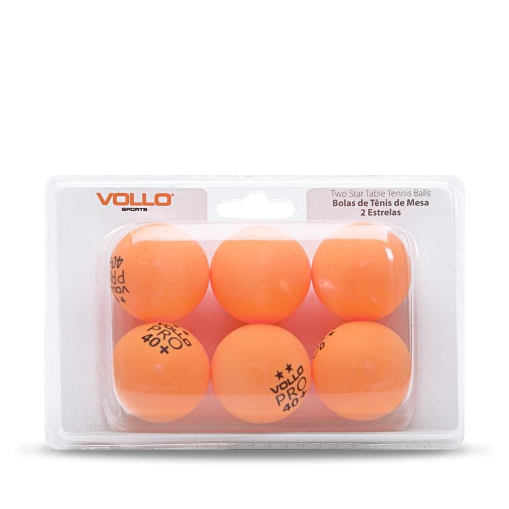 Bola de Tênis de Mesa Vollo 2 Estrelas com 06 Bolas Laranja