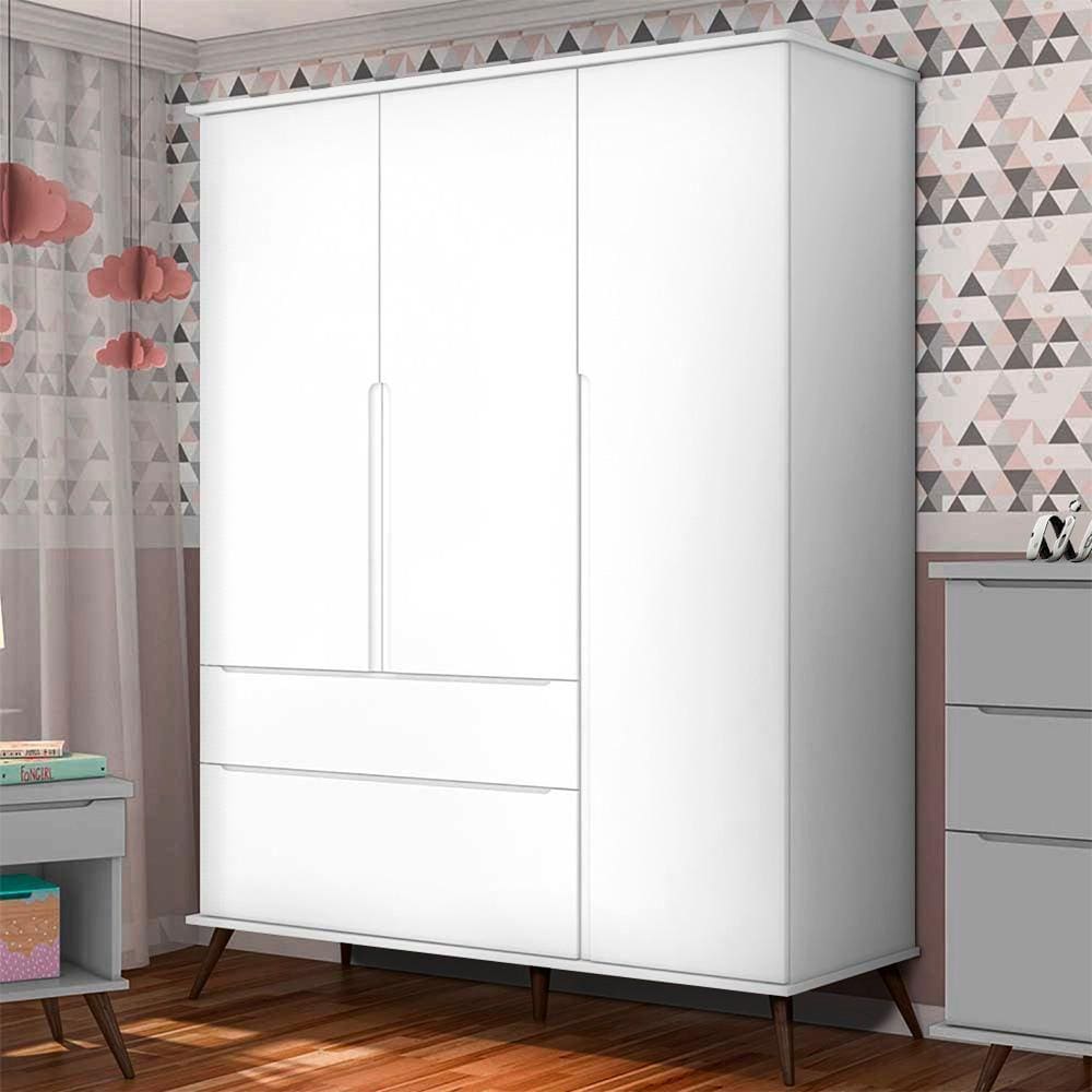 Guarda Roupa 3 Portas Branco Mei Shop Jm Baby