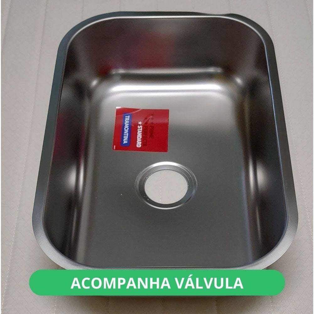 Cuba de Embutir Retangular 47 BL Standard 47x30 cm Com Válvula Tramontina Inox