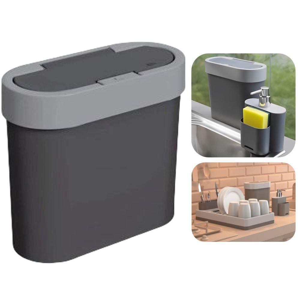 Lixeira 2,8 Litros Click Cesto De Lixo Cozinha Pia Bancada Flat - 17003 Coza