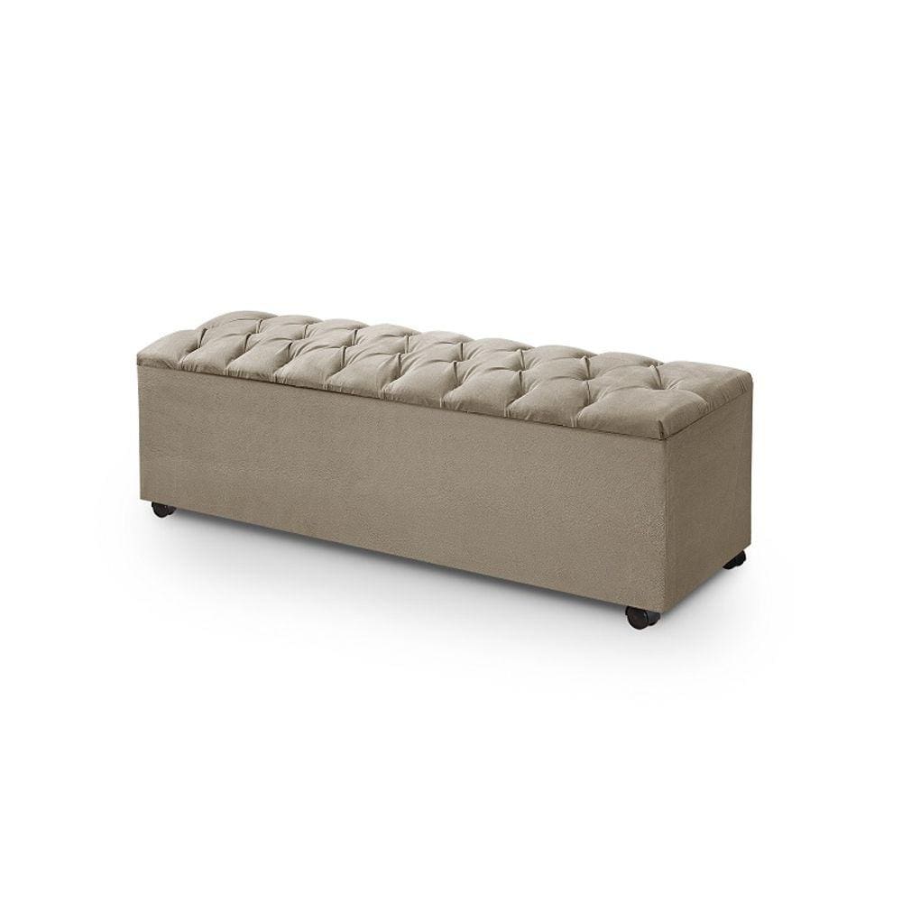 Banco Recamier Baú Queen Size Bali - Cor Marrom Médio
