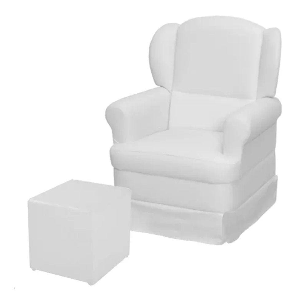 Poltrona de Amamentação Balanço e Puff Reto Maternidade Sabrina Corino Bco - Phoenix Baby