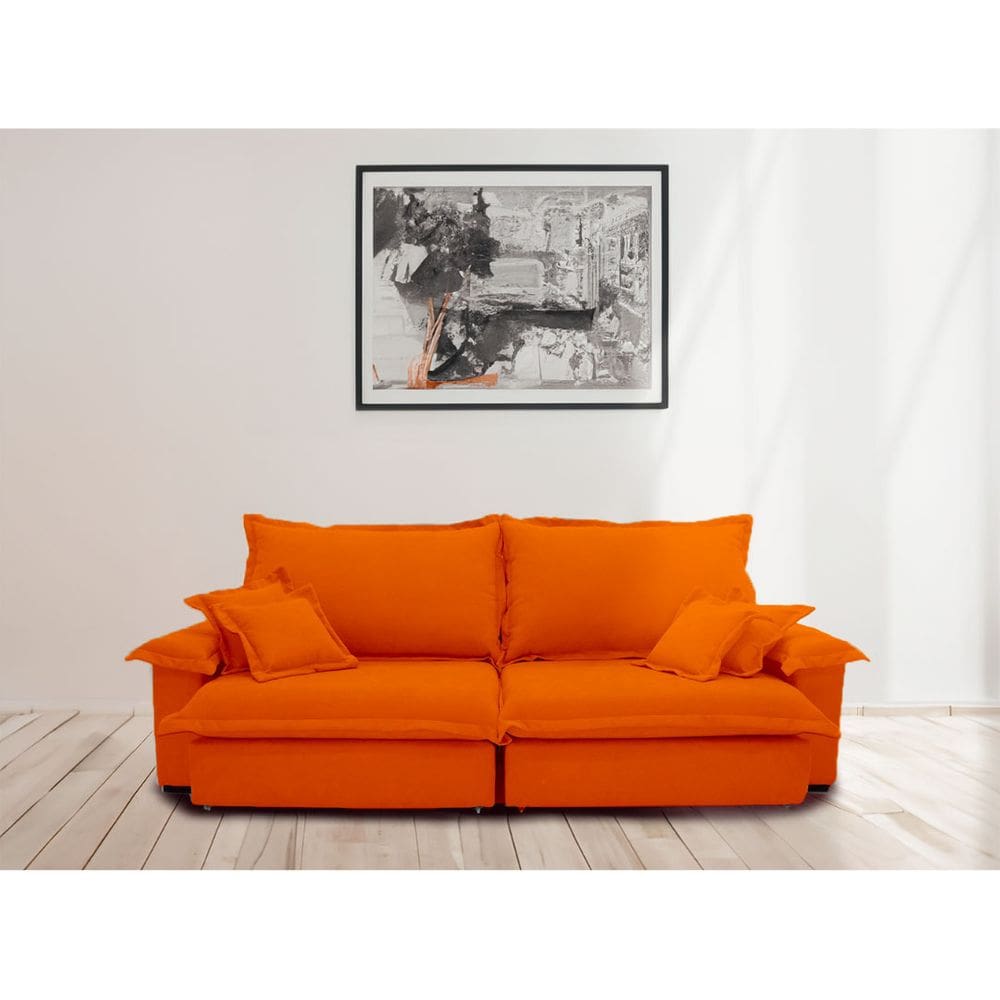 Sofá Paris 2.60m Retrátil e Reclinável Super Pillow -terra