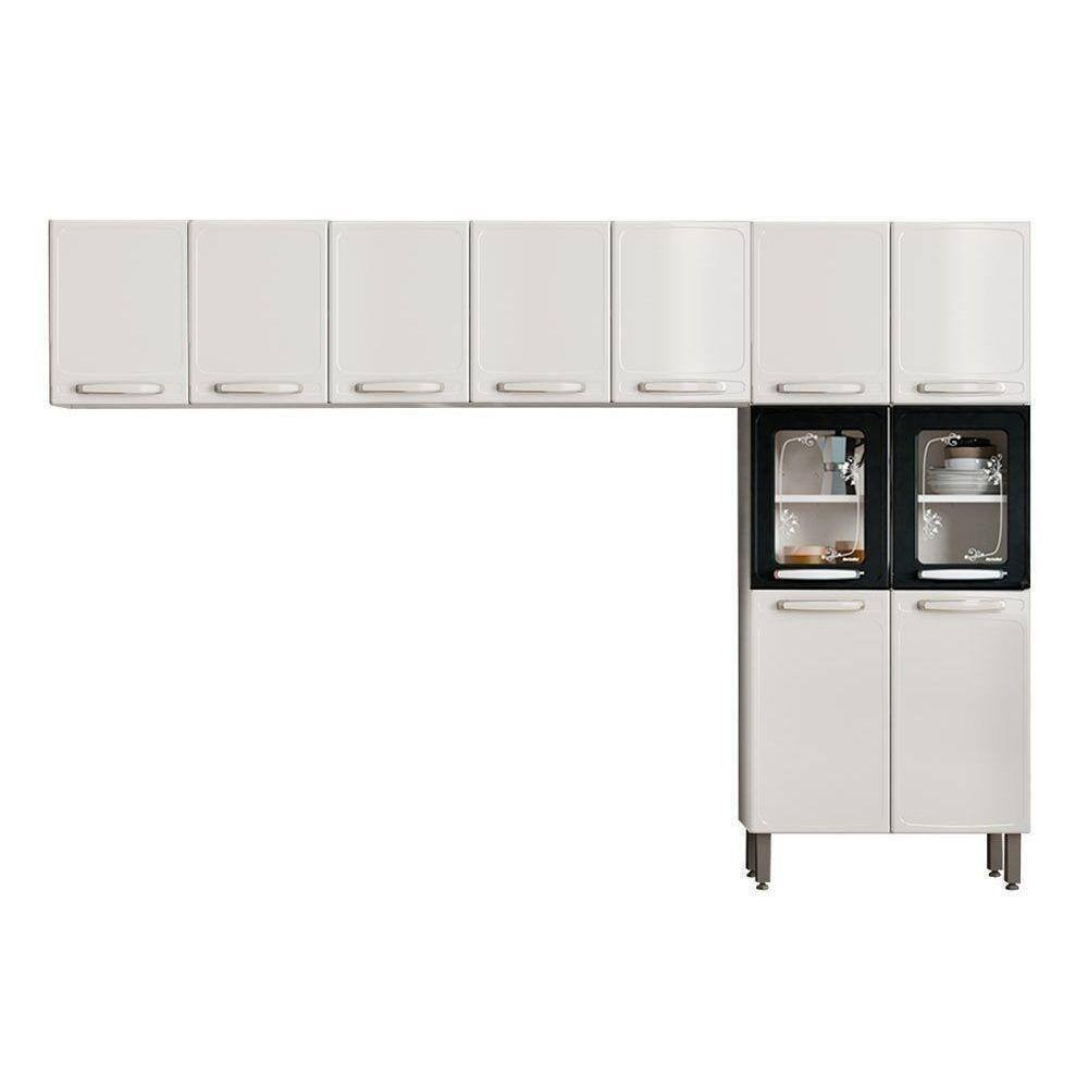 Cozinha Modulada Bertolini Evidence 3 Peças (2 Armários + 1 Paneleiro) Cpt65 Branco/Preto