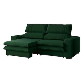 Sofá 2 Lugares Retrátil Noruega 180 Cm Veludo Pés Tabaco - D`rossi Cor Verde