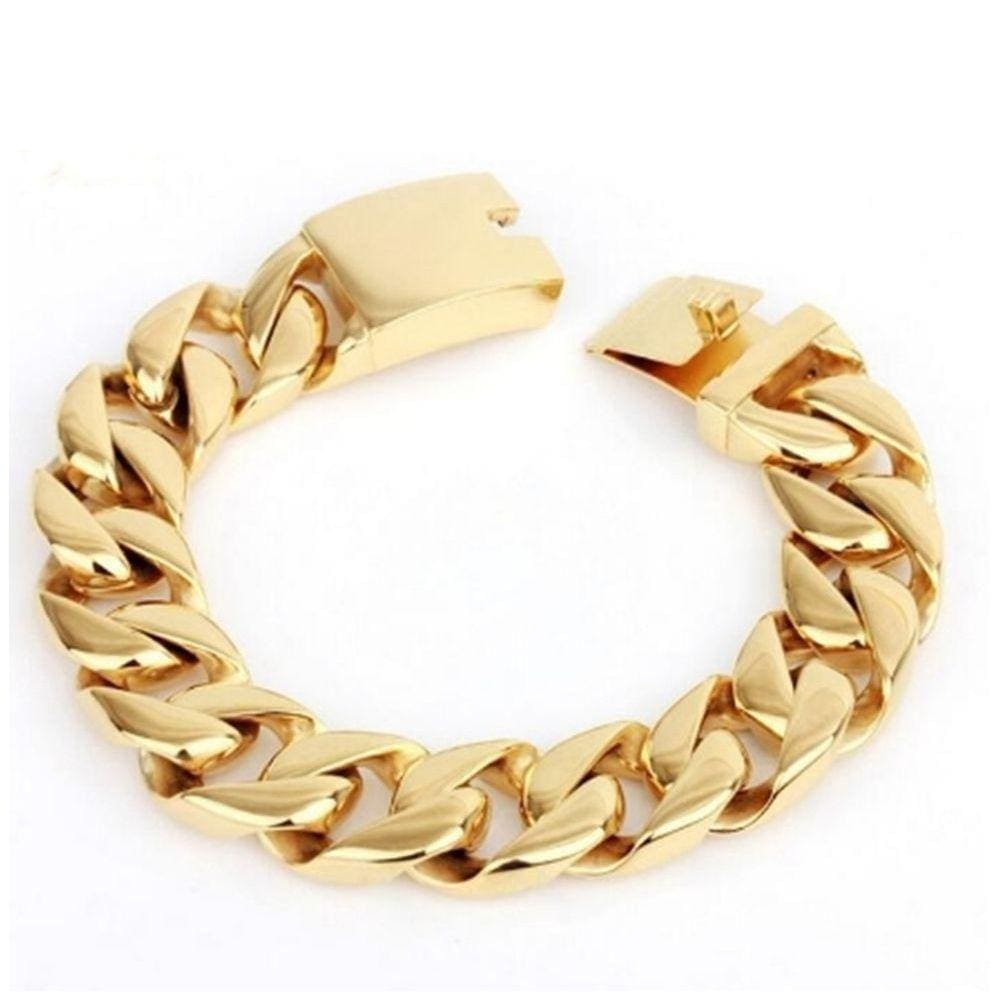 Pulseira Masculinha 18k Banhada A Ouro 18k Grossa Brasileira