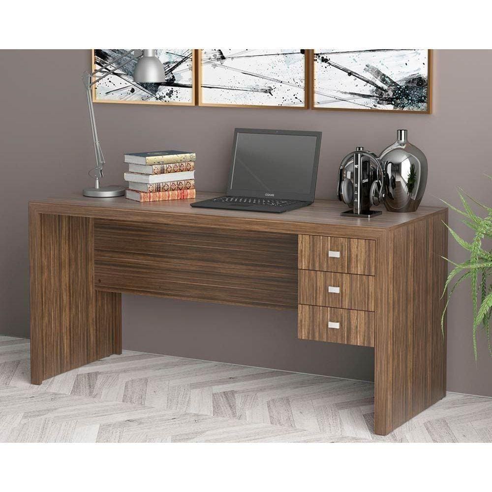 Mesa De Computador Me4113 C/ 3 Gavetas Nogal - Tecno Mobili