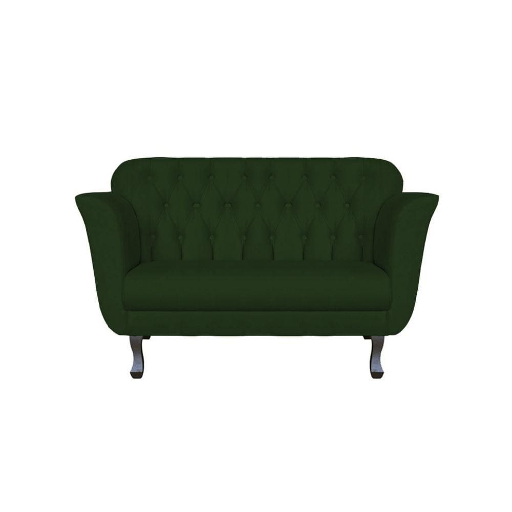Namoradeira Decorativa Dália Suede Verde 2 Lugares Pés Madeira Mz Decor