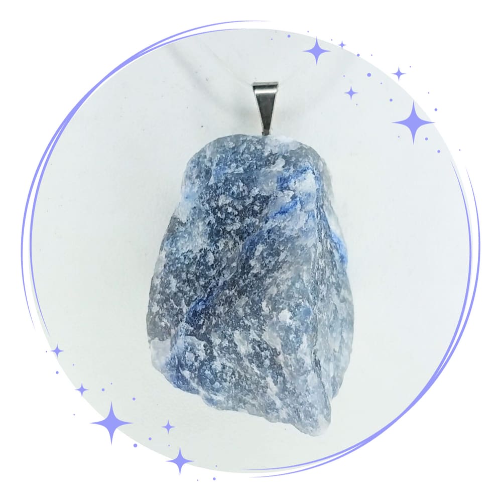 Pingente de Pedra Bruta Quartzo Azul