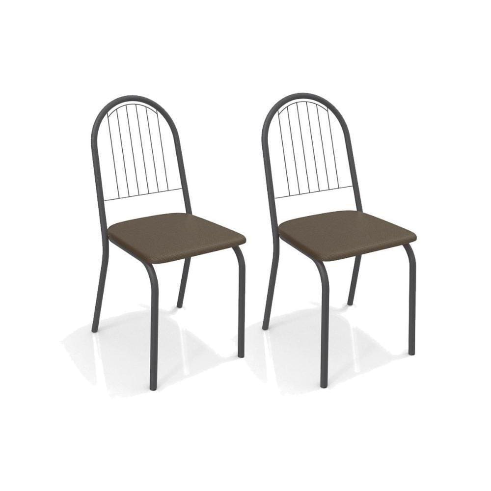 Cadeira Noruega 2C077Prf Kit Preto Fosco Courano Marrom