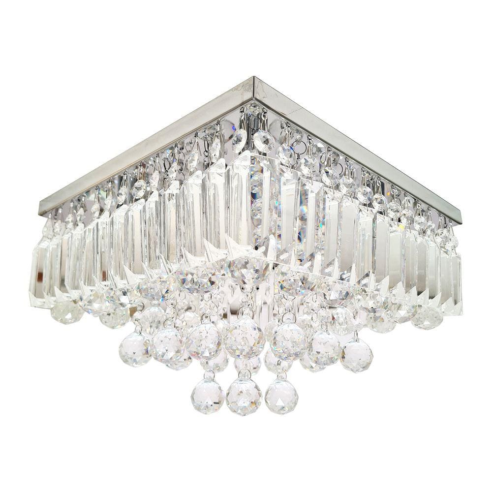 Lustre Cristal Retãngulos Base Quadrada 30cm Resplendor Uso Salas