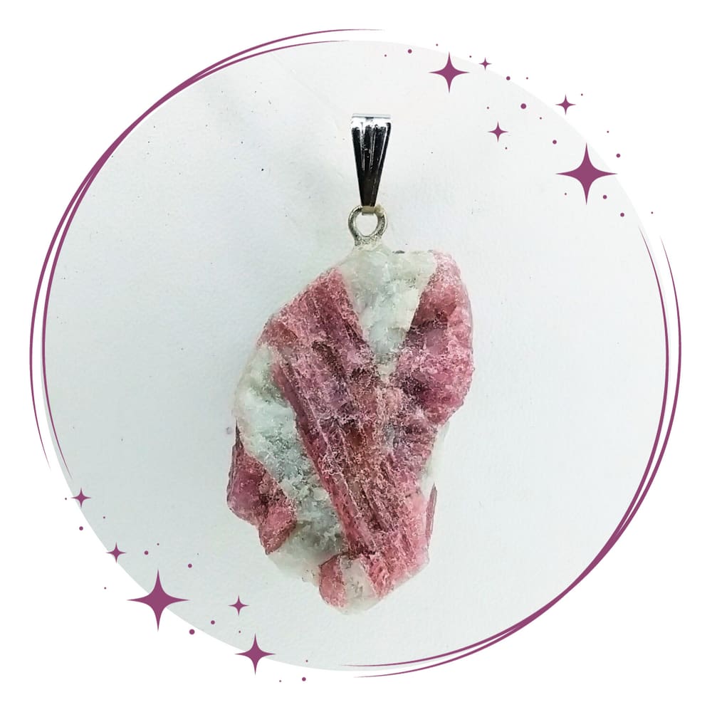 Pingente de Pedra Bruta Turmalina Rosa